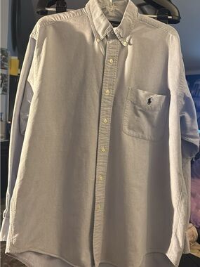 Ralph Lauren Light Gray Button-Down Oxford Shirt#177
